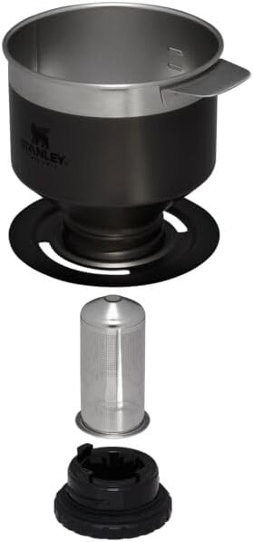 Stanley Perfect Brew Pour Over | Manual Single Cup Coffee Maker | Drip Coffee Maker with Reusable Filter | Easy Clean Stainless Steel | BPA-Free | Charcoal Glow