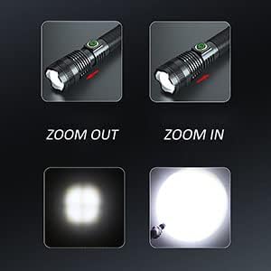 Rechargeable Flashlights High Lumens,180000 Lumens Handheld flashlights 5 Modes Zoomable Tactical Flashlight Function Waterproof Flashlights for Hiking Camping Emergency