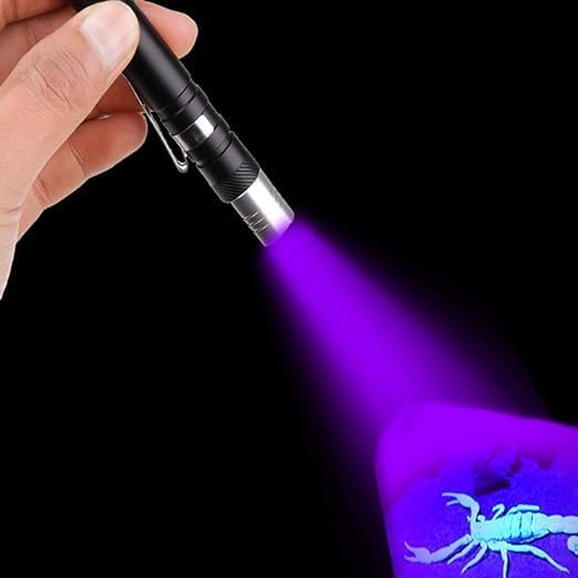 MODOAO LED Flashlight Pen Light, White and purple dual light flashlight for Test,LED Mini Pocket Pen Clip Flashlight work for Camping, Outdoor, Fishing, Emergencies
