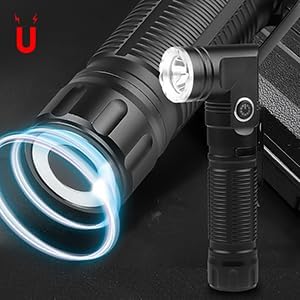 Rechargeable Glare Flashlights 900 Lumens, with Steel Clip & Headband 90 Degree LED Angle Flash Light, 3 Mode Tactical Flashlight, with Magnetic Tail Cover, Suitable for Camping Riding Garage Work