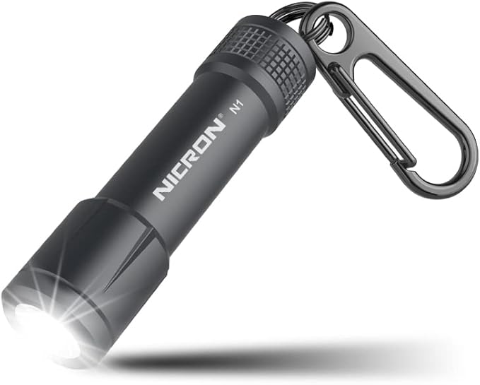 NICRON EDC Keychain Flashlight N1 Mini LED Light with AAA Battery, Portable Mini Light IPX7 Waterproof Build for Outdoor Camping etc.