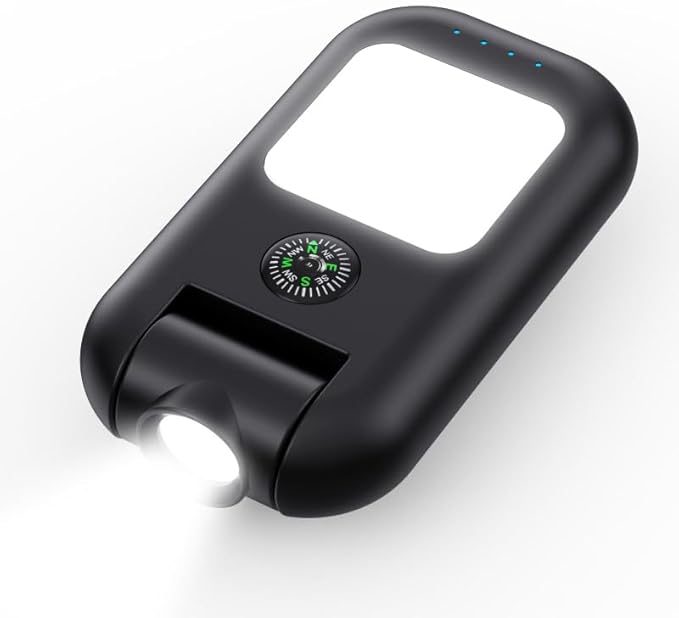 Small Compact Flashlight, Portable, Battery Powered, Black, 180-degree Adjustable Beam Angle, Emergency Charging, Perfect for Camping, Hiking, Biking