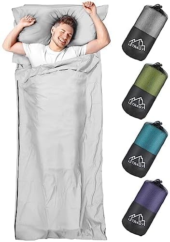 Sleeping Bag Liner, Adult Sleep Sack & Travel Sheets, Lightweight Single and Portable Camping Sleeping Bag Liners - Ideal for Traveling, Hostels and Camping