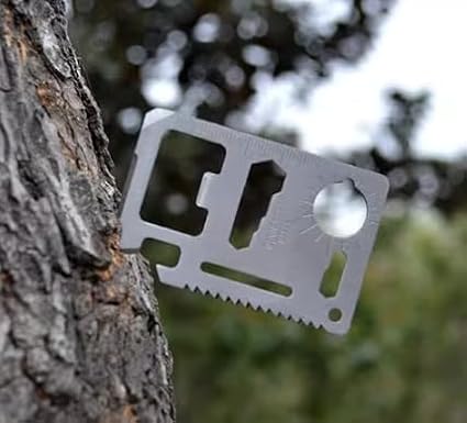 Gixaxak Outdoorsman 11 in 1 Stainless Steel Credit Card Pocket Sized Survival Multi-Functional Gadget Tool for Camping Hiking or Emergency Survival Multitool Card Camping Tool EDC Kit in Your Wallet