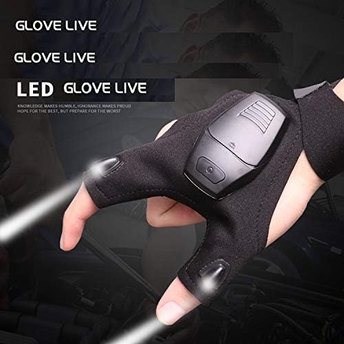 LED Rechargeable Flashlight Glove ,Hands Free Unique Gadget Tools Gifts for Valentine's Day Gifts Outdoor Fishing Gloves Repairing Cars Night Running Fishing Camping Hiking in Dark Place (2 Pair)