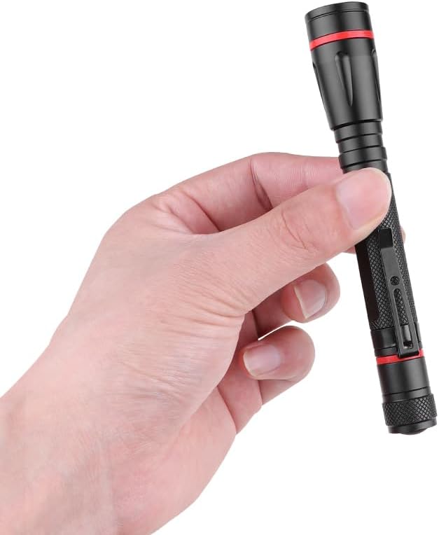 2 Pack Mini Flashlight 3 Modes - Small Flashlights LED High Lumens Pen Light with Clip, Zoomable, Portable Pocket Compact Torch for Camping, Emergency, Inspection