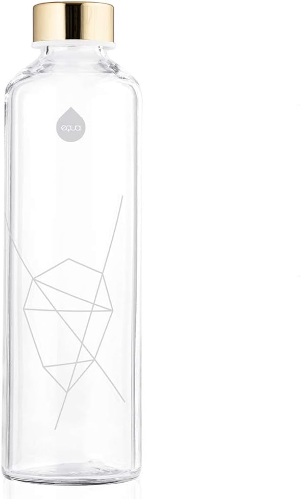 EQUA Glass Water Bottle with Faux Leather Sleeve, 750ml, Leak Proof and BPA Free, 100% Borosilicate Glass, MM Faux PL