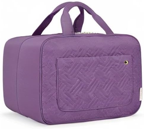 BAGSMART Toiletry Bag Travel Bag with Hanging Hook, Water-resistant Makeup Cosmetic Bag Travel Organizer for Accessories, Shampoo, Full Sized Container, Toiletries (Purple, Medium)