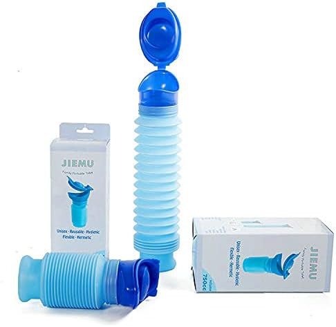Portable Mini Outdoor Camping Travel Shrinkable Personal Mobile Toilet Bottle,Unisex Adjustable Emergency Urinal Portable Toilet for car 750ml (Blue)