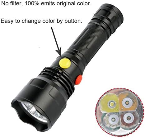 BESTSUN 4 Color in 1 Outdoor Flashlight with Red Green White Yellow Light, Multiple Color Flashlights Road Signal Torch for Night Vision, Camping, Hiking, Fishing