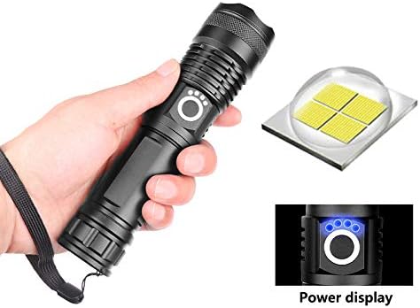 LED Flashlight 90000 lumens Rechargeable Most Powerful USB Torch xhp70 xhp50 Hunting (Gray)