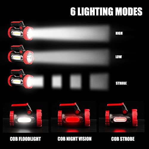 Rechargeable Spotlight, 6000Lumens LED Spotlight Flashlight 6 Modes Bright Handheld Large Flashlight with Tripod & Mobile Charger Waterproof Searchlight for Camping Outdoor Emergency as Gift