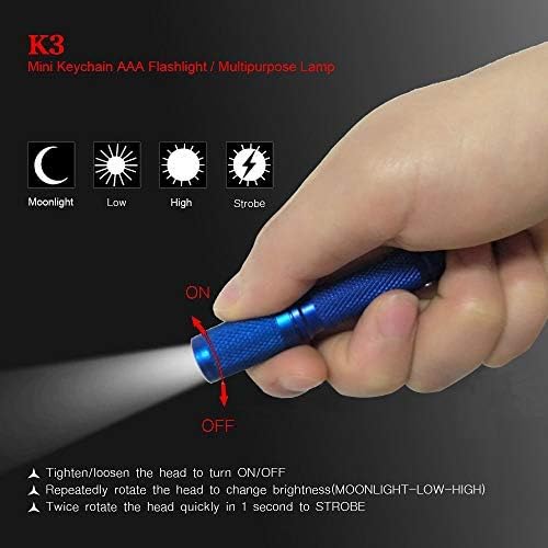 K3 Mini AAA Keychain Flashlight Small High Bright 150 Lumens 3 Modes,Multipurpose Caplamp Camplamp Tablelamp Candle for EDC Dog Walk Emergency Parents Kids Gift