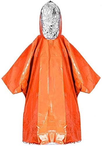 2pcs Emergency Blanket Poncho, 39.3 x 53inch Thermal Mylar Space Blanket Rain Ponchos Survival Gear and Equipment for Outdoor Activity Camping Hiking
