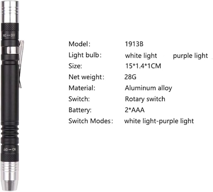 MODOAO LED Flashlight Pen Light, White and purple dual light flashlight for Test,LED Mini Pocket Pen Clip Flashlight work for Camping, Outdoor, Fishing, Emergencies