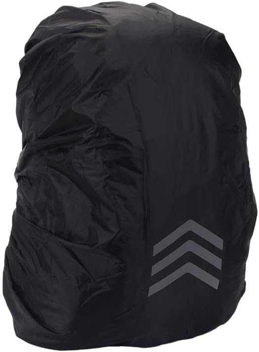 Backpack Rain Cover Waterproof for 8-70L, Compact Foldable Hi-Visibility Reflective Strips Anti-dust Ultralight Rain Cover for Hiking Camping Cycling Traveling (Black)