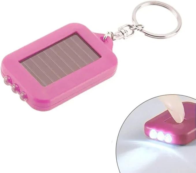 10 Pack Solar Mini Keychain Light Pocket Tiny LED Flashlight Rechargeable, Bright Small Flashlights Torch for EDC, Emergency, Power Outage,Camping, Party Favors (Pink)
