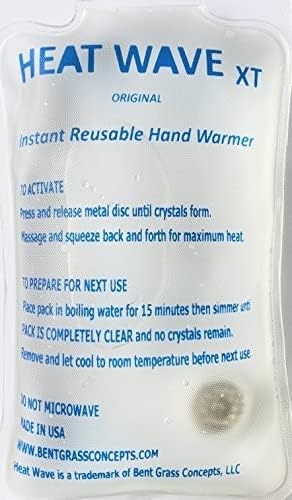 Made in USA: HEAT WAVE Instant Reusable Heat Pack, XT Large Instant Reusable Hand Warmers 4-Pack, for Camping, Hiking, Pain Relief (3x6), Click Heat