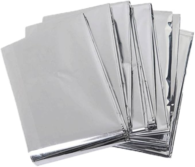 Emergency Mylar Thermal Blankets - 12 Pack | Survival Space Fire Blankets for Outdoor Adventures, Marathons, First Aid | Waterproof & Windproof | Ideal for Camping & Hiking