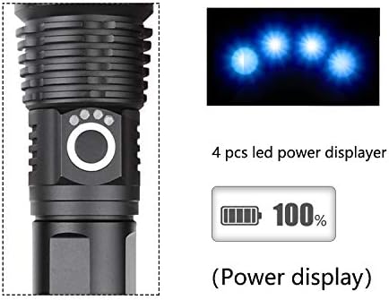 LED Flashlight 90000 lumens Rechargeable Most Powerful USB Torch xhp70 xhp50 Hunting (Gray)