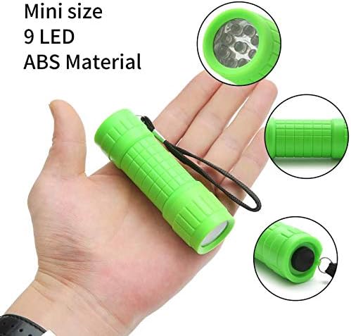 30-Pack Small Mini Flashlight Set, 5 Colors, 9-LED Handheld Flashlight with Lanyard,90-Pack AAA Battery Included for Kids/Night Reading/Party/Camping/Emergency/Hunting(30 Pack)
