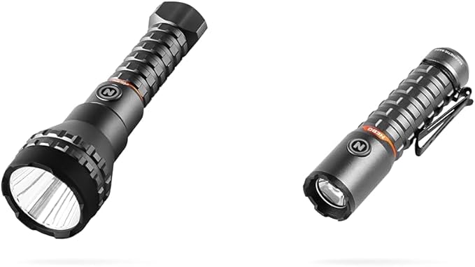 NEBO Luxtreme 500-Lumen LED Flashlight –Bright Rechargeable Flashlight with 4 Light Modes & Redline Torchy 2K 2000 Lumen Pocket Flashlightfor EDC, Wireless USB Rechargeable LED Water