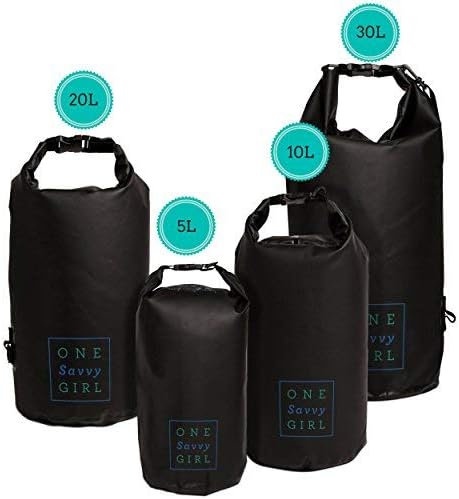 Savvy Outdoors Waterproof Dry Bag - Dry Bags for Food & Gear, Stuff Sacks for Backpacking and Camping Equipment, Waterproof Bag for Beach, Boating, Kayaking (20L, Black)