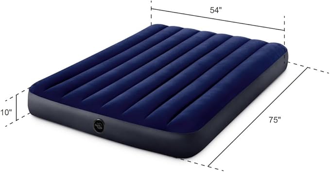 Intex 64758E Dura-Beam Standard Downy Air Mattress: Fiber-Tech, Full Size, 10in Bed Height, 600lb Weight Capacity, Pump Sold Separately