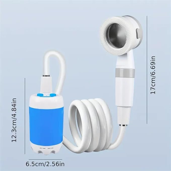 Portable Shower,Outdoor dormitory bath artifact Electric Rechargeable Portable Camping Shower, simple car self-priming shower,pet Shower, Blue