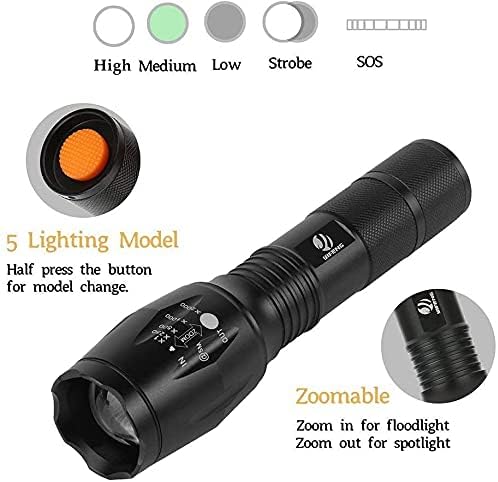 yIFeNG Tactical Flashlight Led Flashlight High Lumens S1000 - T6 Upgraded Flash Light Ultra Bright with Zoomable 5 Modes, Camping Accessories for Outdoor Emergency Gear (2 Pack)