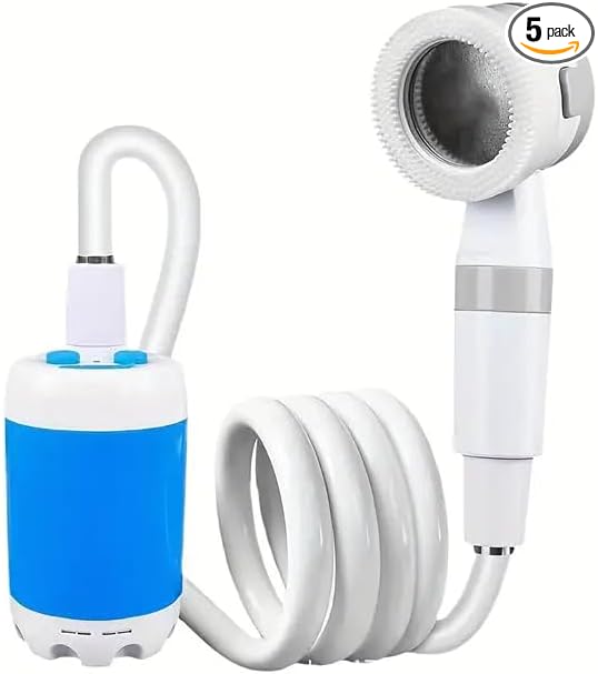 Portable Shower,Outdoor dormitory bath artifact Electric Rechargeable Portable Camping Shower, simple car self-priming shower,pet Shower, Blue