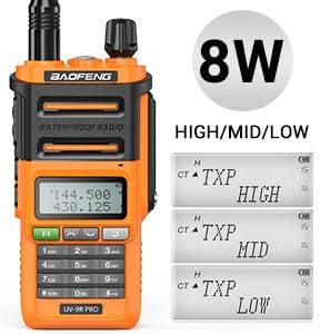 BAOFENG Ham Radio Handheld UV-9R Pro 8W Dual Band Two-Way Radio Tri- Power Waterproof Transceiver Long Range Walkie Talkie Rechargeable with Type-C Charger Cable