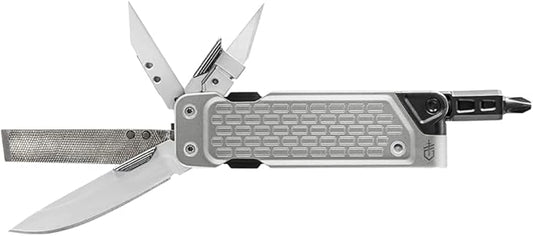 Gerber Gear Lockdown Driver 7-in-1 Multi-tool - 2.5" Plain Edge Blade, Scissors, Bit Driver - EDC Gear and Equipment - Silver