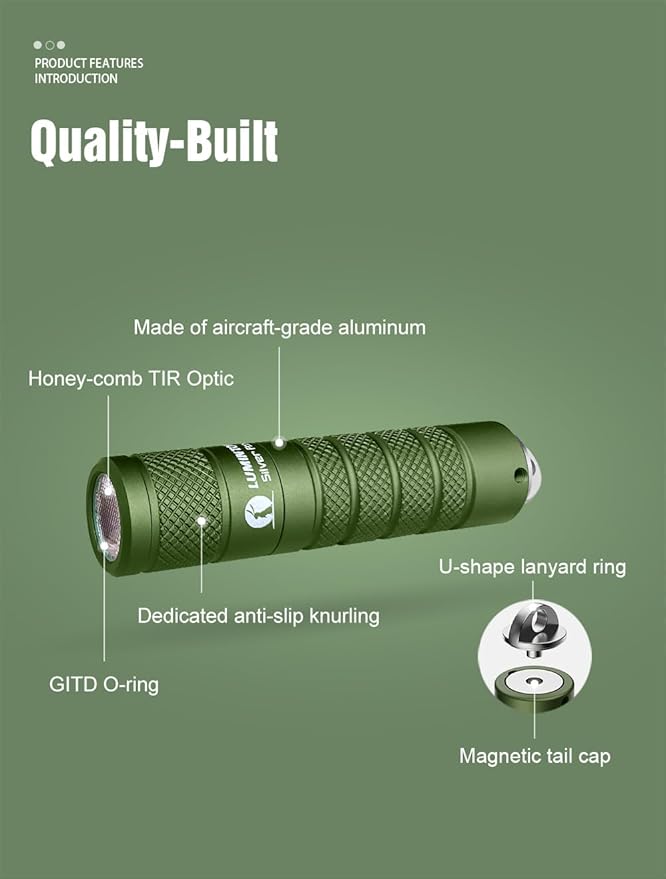 LUMINTOP AA Flashlight - 760 Lumens, Silver Fox 5 Modes, Strong Magnetic Tailcap, Perfect for Outdoor Adventure, Camping, Hiking, Emergencies, and Everyday Carry (Green)