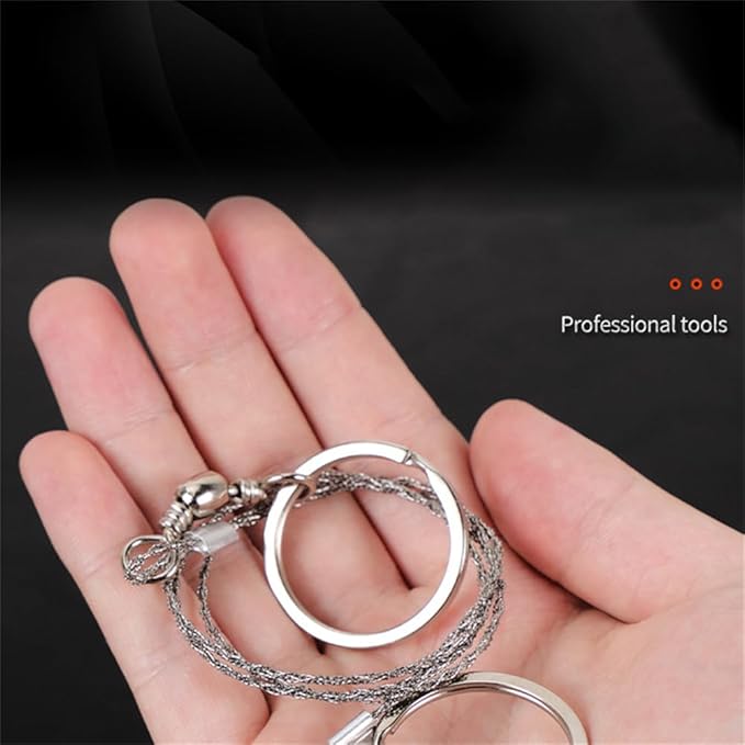 1 Pack Wire Saw I Stainless Steel Pocket Chainsaw Backpacking Gear I 21 Inch Light Weight Cable Cutting String I Emergency Camping Chainsaw Rope Kit for Cutting Trees & Wood, Silver