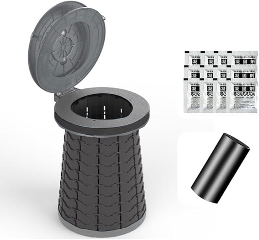 Extra Large Plus Size Big and Tall Portable Toilet, Ideal as Travel Potty for Car, Trucker or Boat or Porta Potty for Adults, Camp Toilet. Poo Gel and Bags Included.