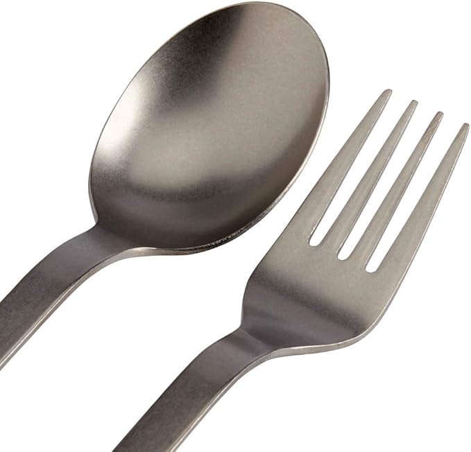 Snow Peak Titanium Fork & Spoon Set - Ultralight & Portable Camping Utensil Set - Durable Titanium Cutlery with Canvas Travel Case