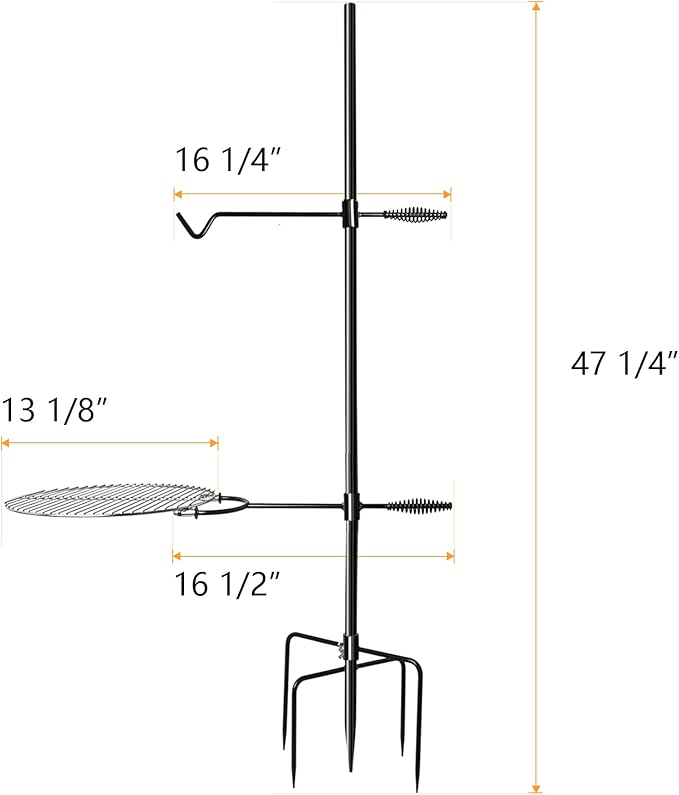 Campfire Grill Grate with Keetle Hook, 360° Rotatable Swivel Campfire Fire Pit Grill Grate for Outdoor Camping BBQ, Cooking