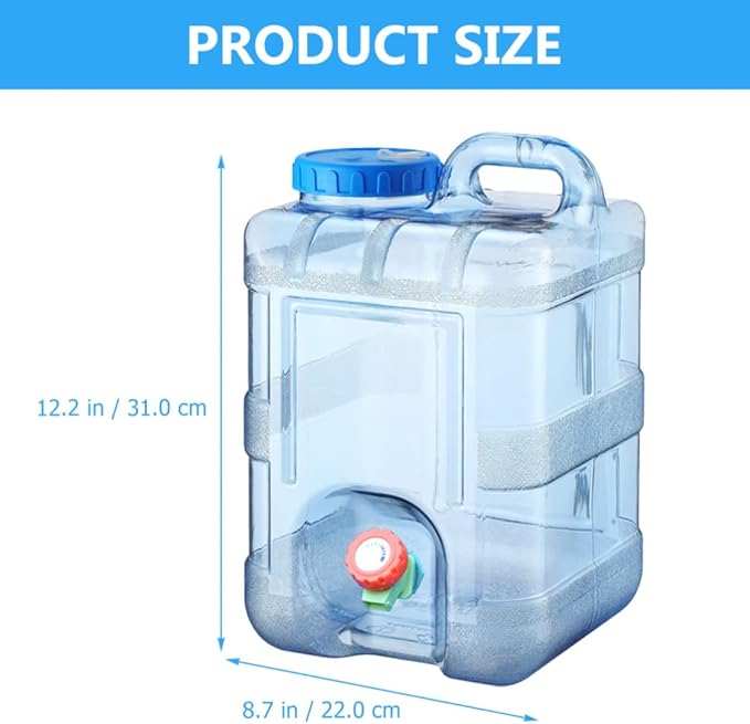 BESPORTBLE Water Container with Tap, 10L Portable Plastic Water Bucket Driving Water Tank Water Bottle Carrier for Outdoor Camping Travel Bucket Home Emergency Drinking Storage Kettle