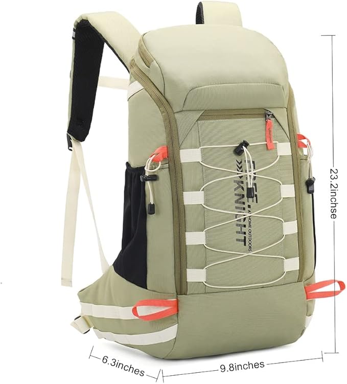 Bseash 40L Waterproof Hiking Camping Backpack with Rain Cover, Outdoor Sport Travel Daypack Rucksack for Skiing Cycling (Pea Green)