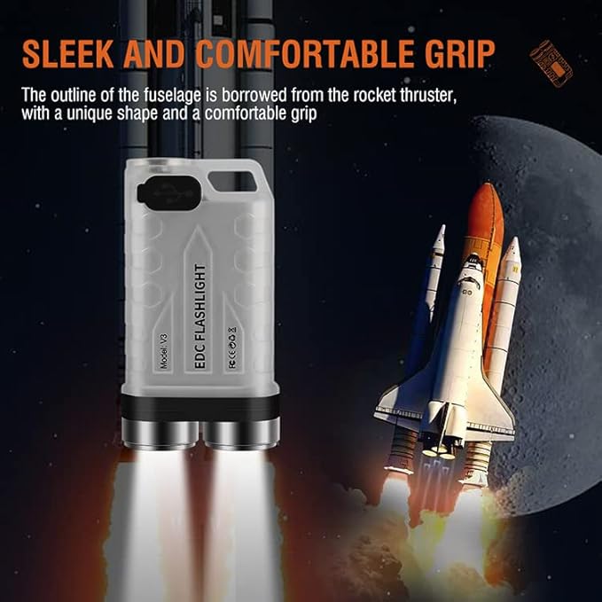 Mini Flashlight Keychain EDC Flashlight Rechargeable Magnet LED Bright 900LM Red UV Blue Light,IP65 Waterproof and 12 Light Modes Pocket Flashlight for Adventure Camping White