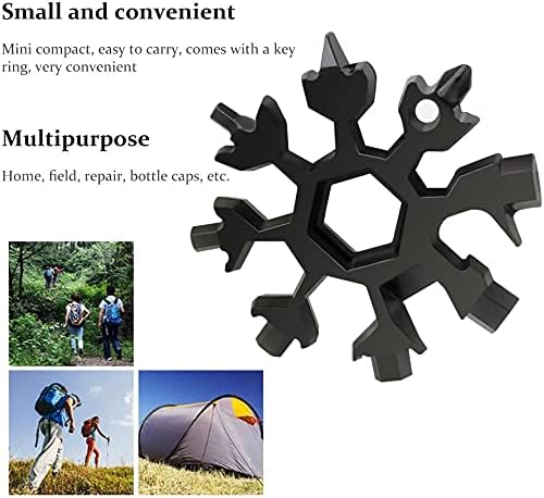 18-in-1 Stainless Steel Snowflake Keychain Multi-Tool Portable Keychain Screwdriver Bottle Opener Tool for Outdoor Camping Gift for Valentine's Day, Birthday, and Happy New Year (multi4 pack)