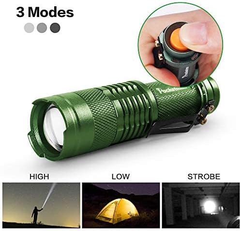 MODOAO 3 Modes LED Flashlight Torch Tactical Lamp Mini Light for Camping Hiking Emergency (Lightgreen)