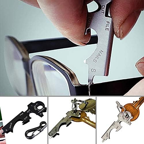 2 pc of 8 in 1 Stainless Steel Multi-function Tool Keychain Outdoor Survival Gear