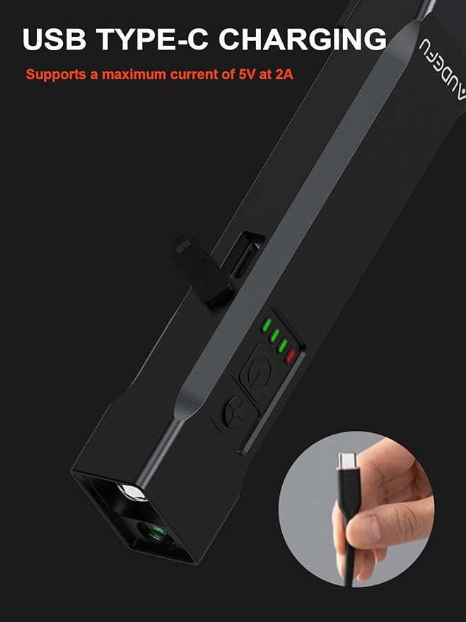 Work Flashlight with Laser Pointer & LED, 1200 Lumens, 5 Modes, Compass, 1/4" Tripod Mount, Cold Shoe, flishlight Pocket Clip – Rechargeable Survival Light for Camping, Hiking, Emergency