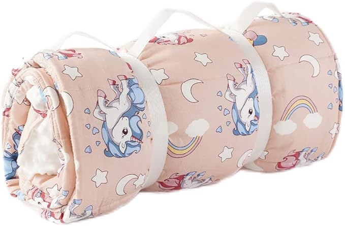 Bunnikins & Clover Toddler Nap Mat with Removable Pillow, Nap Mats for Preschool, Easy Clean Toddler Nap Pad for Kindergarten, Kids Sleeping Bag for Travel Camping