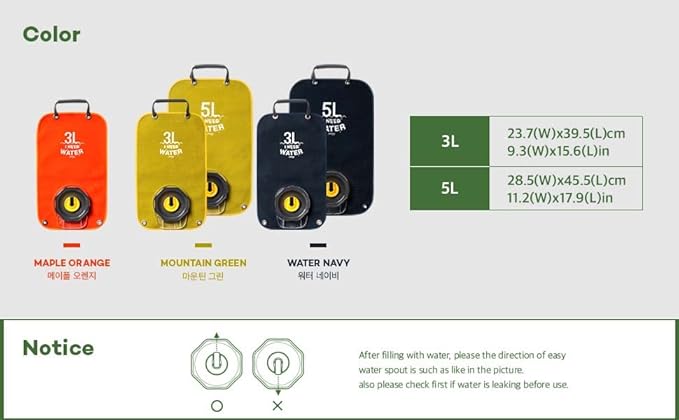 Camping Water Bag,Militaries Grade Material, Wide Mouth, Collapsibe Washable, Outdoor Camping Traveling, 1.3Gallon(5L)(MOUNTAIN GREEN)