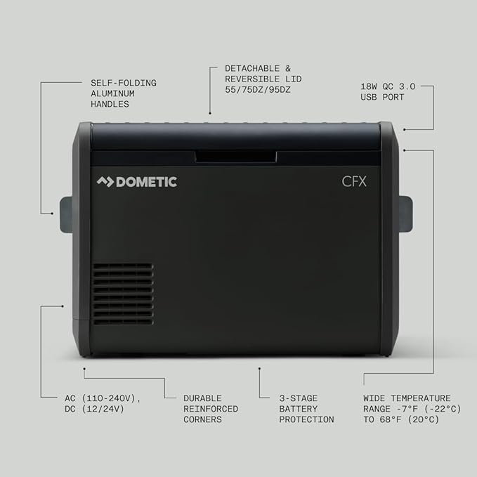 Dometic Portable Refrigerator and Freezer with ICE Maker, Powered by AC/DC or Solar