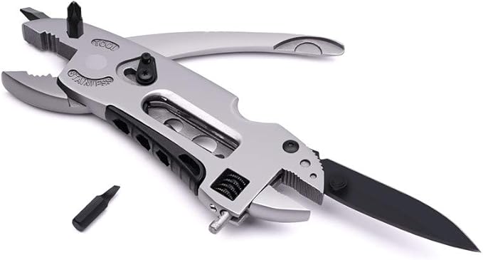 Multifunction Hardware Stainless Steel Wrench & Allen, Screwdriver,Knife, saw blade, SawCan Opener, Bottle Opener & Much More (Silver)
