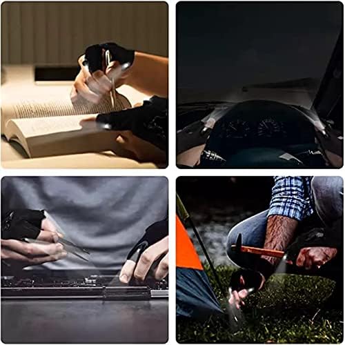 2 Pair LED Flashlight Gloves for Christmas Gifts for Men, Rechargeable Lighted Gloves Cool Gadget Hands Free Lights Repairing Cars Night Running Fishing Camping Hiking in Dark Place